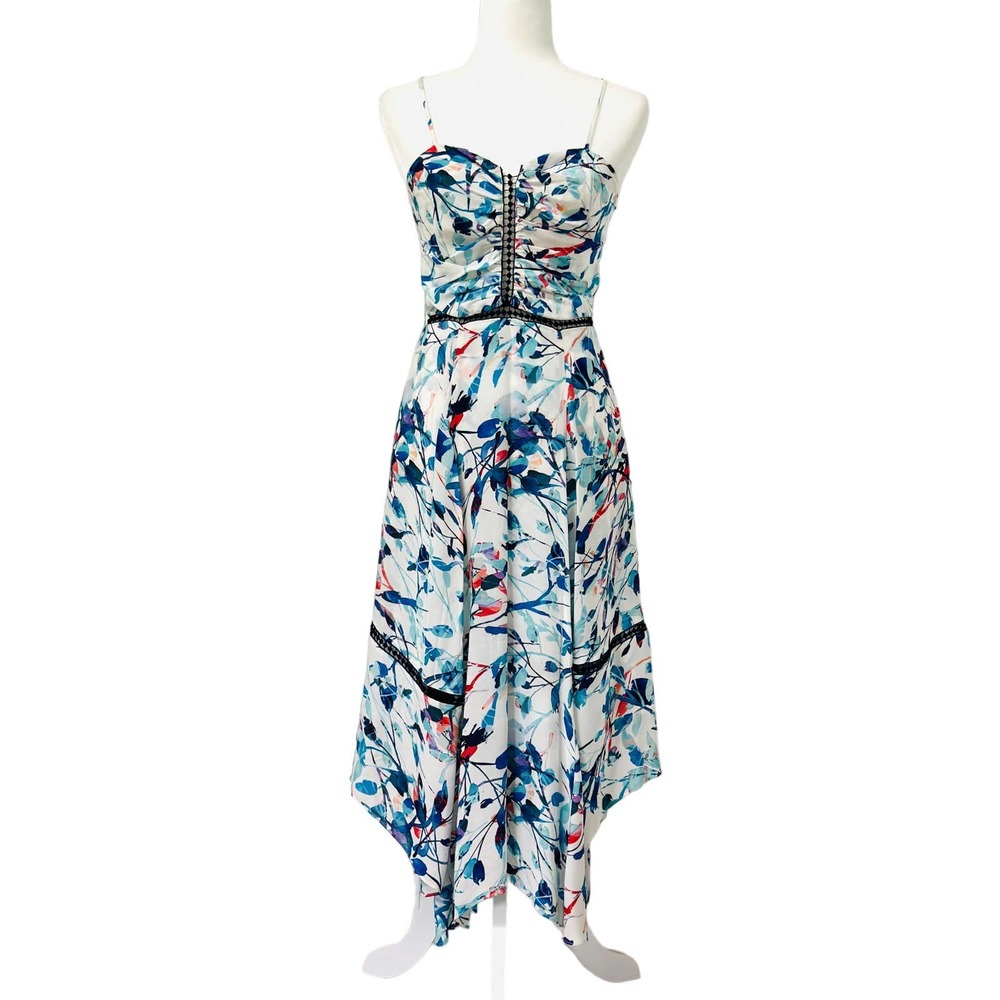 Parker Silk Floral Print Spaghetti Strap Maxi Dress